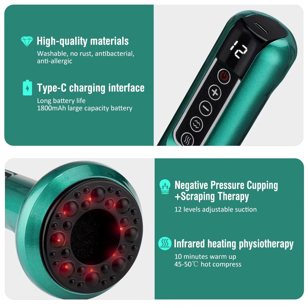 6/12 Levels Electric Cupping Massager Vacuum Suction Cup anti Cellulite Scraping Heating Body Slimming Massage Device