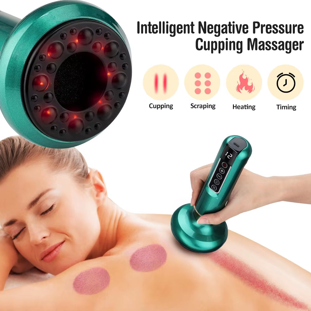 6/12 Levels Electric Cupping Massager Vacuum Suction Cup anti Cellulite Scraping Heating Body Slimming Massage Device