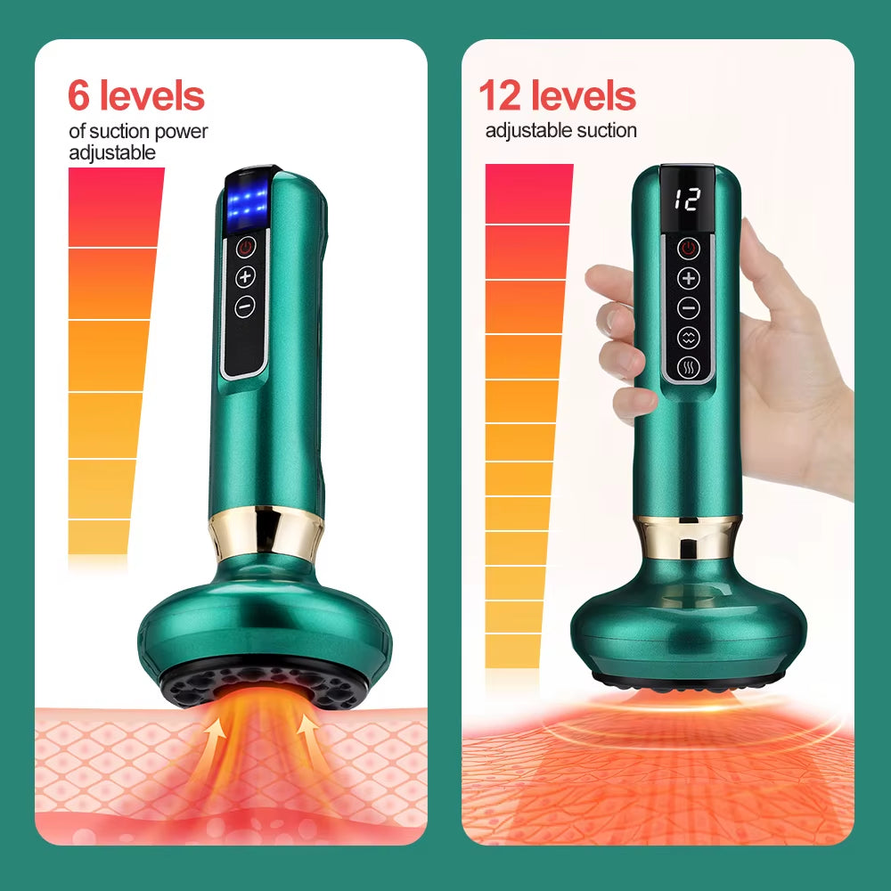 6/12 Levels Electric Cupping Massager Vacuum Suction Cup anti Cellulite Scraping Heating Body Slimming Massage Device