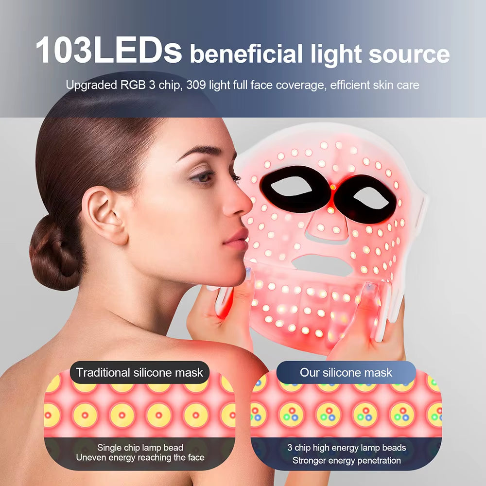 Silicone Red Light Therapy Mask 7 Color LED Face Mask anti Aging Rejuvenation Brighten Facial Mask with Eye Protection Cushion