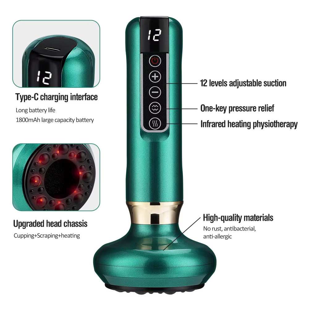6/12 Levels Electric Cupping Massager Vacuum Suction Cup anti Cellulite Scraping Heating Body Slimming Massage Device