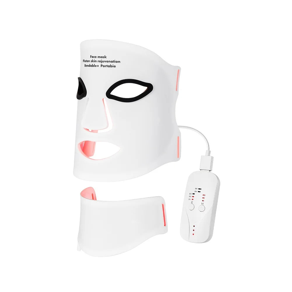 Silicone Red Light Therapy Mask 7 Color LED Face Mask anti Aging Rejuvenation Brighten Facial Mask with Eye Protection Cushion